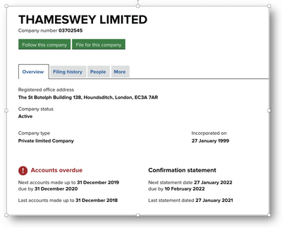 Thameswey Ltd Overdue Accounts