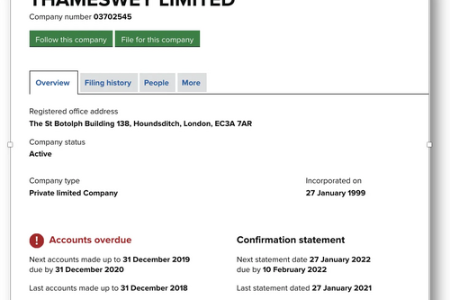 Thameswey Ltd Overdue Accounts