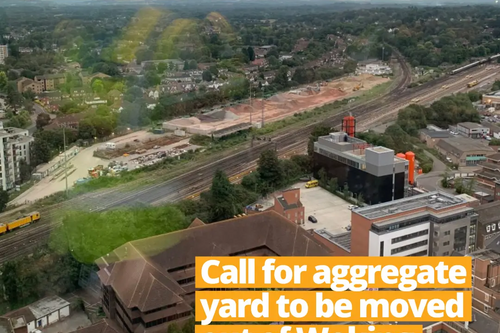 Aggregates Yard in Woking from the partially completed tower buildings