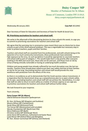 Letter from Daisy Cooper MP