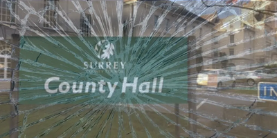 Surrey County Hall - broken glass