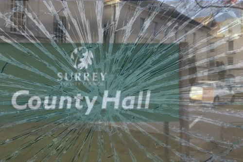 Surrey County Hall - broken glass