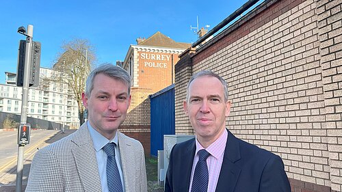 Will and Paul Kennedy outside Surrey Police