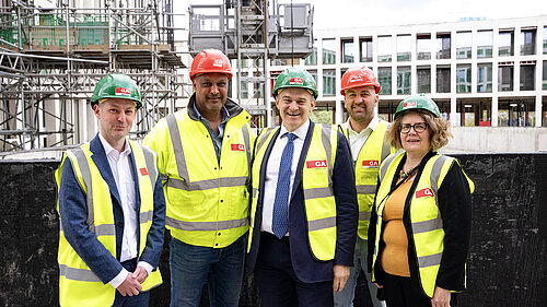 Will Forster, Ed Davey, and Ann-Marie Barker at Sheerwater 