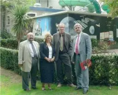 Chris Huhne MP (right) with from left, Cllrs Philip Goldenberg, Sue Smith and Ken Howard