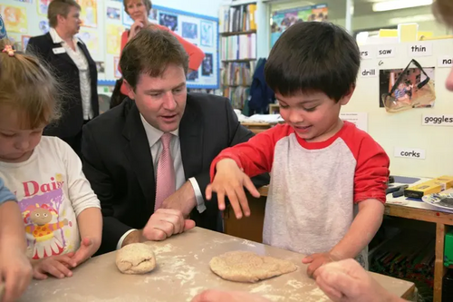 Nick Clegg at school lunch time